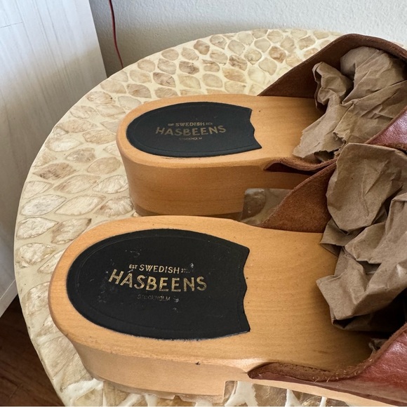 Swedish Hasbeens Brown Leather Women's Clogs  Sandals size 40 - Picture 2 of 9